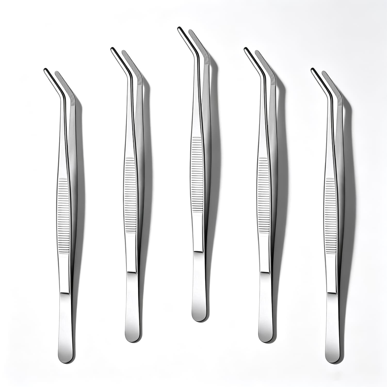 Stainless Steel Curved Tweezers Serrated Tip Precision Tongs for Kitchen