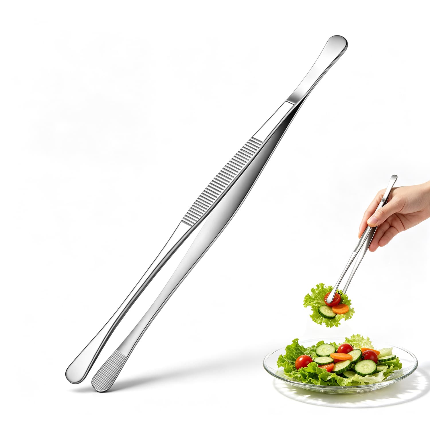Wholesale 12inch Stainless Steel Kitchen Tweezer Tongs for Chefs & Restaurants